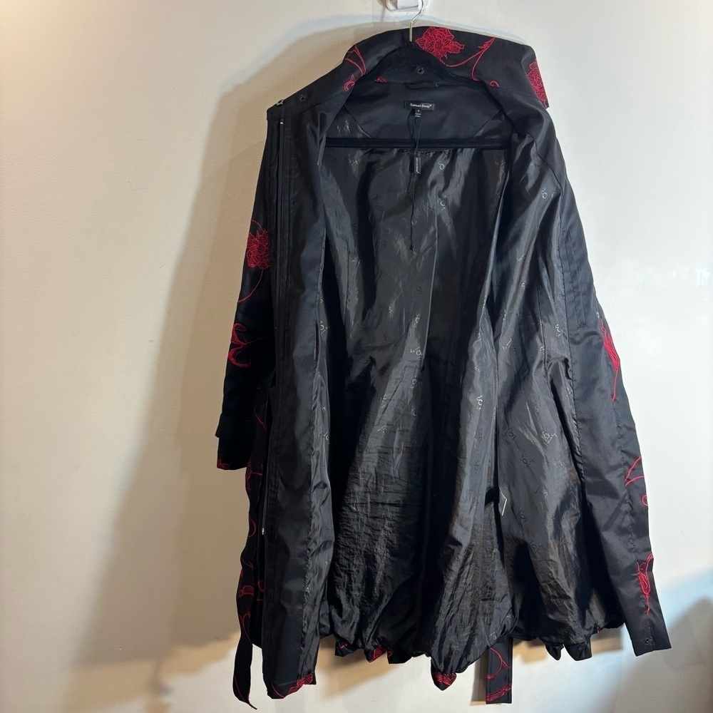 SAMUEL DONG Sz S Jacket Embroidered Roses Funnel Neck Zipper Closure Pockets NEW - Picture 9 of 13